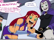 Preview 1 of Teen Titans Emotobat Sickness pt. #4 - Robin's Threesome with Ravin and Starfire - DP Anal Creampie