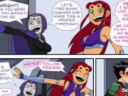 Preview 2 of Teen Titans Emotobat Sickness pt. #4 - Robin's Threesome with Ravin and Starfire - DP Anal Creampie