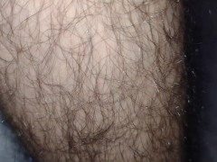 Hairy model sensualiting with his legs