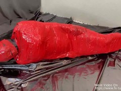 3 layer zentai and tape mummification play