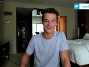 Preview 1 of Young fit guy jerks his cock on a livestream