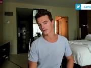 Preview 2 of Young fit guy jerks his cock on a livestream