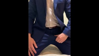Mr Lovegrooves Removes His Suit And Strokes Until He Is Satisfied