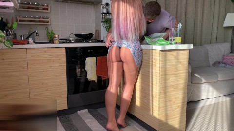 Amateur Couple Fucking and Cooking Together❤️Mess in the Kitchen