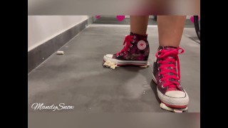 Marshmallows stuck under converse, sexy stomping and crushing wedge converse - MandySnow Free Clip
