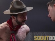 Preview 2 of ScoutBoys - Cute virgin scout boy barebacked by horny hairy chest DILF