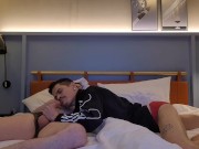 Preview 4 of Hotel shared room, sucking straight horny mate
