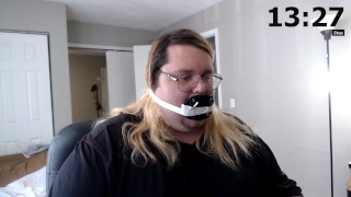Dare: Wear a deep throat gag for 14 minutes. Fast Forwarded!