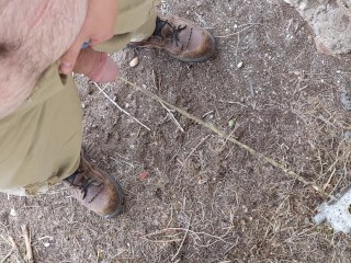 Piss Break while Working in the Field