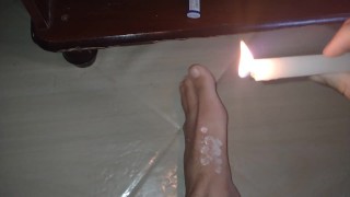 Hardcore burning candlle em meus pés / fetiche de bdsm quente
