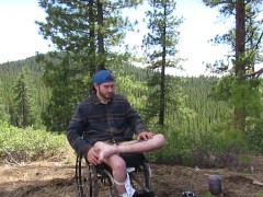 Guy in wheelchair solo camping and horny
