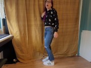 Preview 2 of Nerdy Faery Ripped Jeans Wetting Compilation