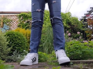 Screen Capture of Video Titled: Nerdy Faery Ripped Jeans Wetting Compilation