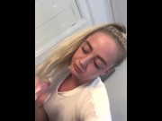 Preview 5 of Blonde Slutty Girl Blows on Big Dick