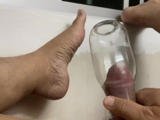 sperma, solo male, anal bottle, cumshot