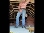 Preview 2 of Hot ginger construction worker get off while you watch him work his woood