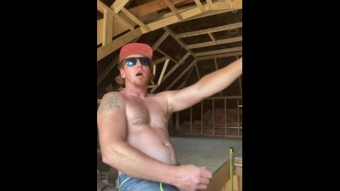 Hot ginger construction worker get off while you watch him work his woood 