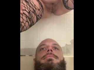 vertical video, milf, red head, pissing