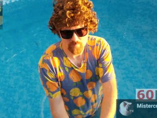 curly hair, pov, swimming pool, masturbate