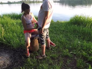 Outdoor Handjob - Cum On Skirt Cheating Girlfriend