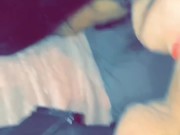 Preview 4 of Brunette gives blowjob in middle of movie theatre!! 😳 blowjob compilation 👅