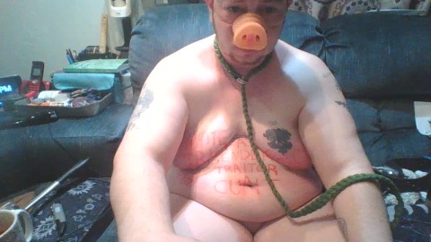 Fat FTM Piggy Self Shaming Humiliation and Verbal Humiliating BDSM Body Writing Slut Showing Pussy