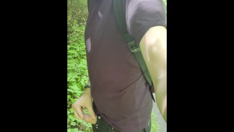 wanking outdoor in the woods