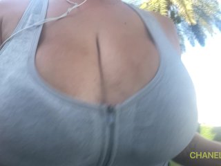 fetish, big boobs, public, sports bra