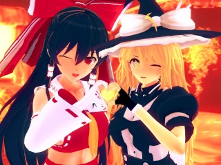 TOUHOU HENTAI REIMU HAKUREI AND MARISA KIRISAME COMPILATION