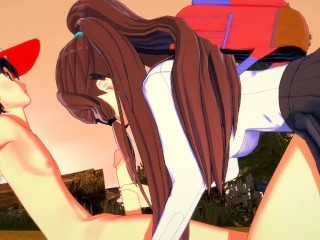 Pokemon Hentai - Hilda Touko_Handjob with_Red