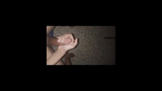 Solo male ruined his roommate by throwing massive cumshot on the floor by his long curved dick
