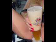 Preview 5 of lick pussy show you how to a german wheat beer with a girl's sexy pussy rub the clit ice cold glas