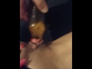 Preview 2 of fucking cunt with a bottle and put the cold beer inside a girl's sexy pussy rub the clit big tits