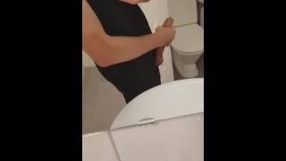 Giving my cock a wake up in the bathroom