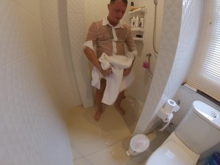 Shower Masturbate in Latex Skirt