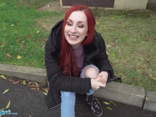 Public Agent Redhead Brit Shows Off Her Pierced Tits Before Basement Fuck Creampie