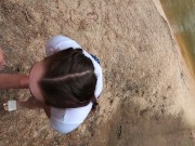 Preview 3 of she sucked my dick on a nature hike. pawg deepthroat bwc public sloppy blowjob cum in her mouth