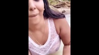 Aunty outdoor bathing 