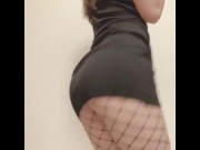 Preview 4 of Sexy girl dances and twists her body, she is so excited that she wears nothing under her skirt