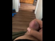 Preview 3 of Chub jerks cock on edge of bed and cums on belly