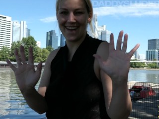 Secret Hand Job in the Middle of Frankfurt! Mega Public with a Lot of Cum!!!