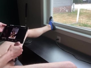 Watching Baby Play with Her Pussy for Daddy in Front_of An Open Window CAUGHT HUGE_Cumshot