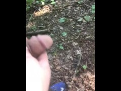 Desperate pee in public piss in woods with friend