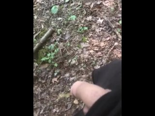 Desperate pee in public piss in woods with friend
