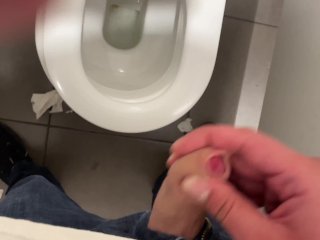 Quick ejaculation at Mallorca airport busy public toilet