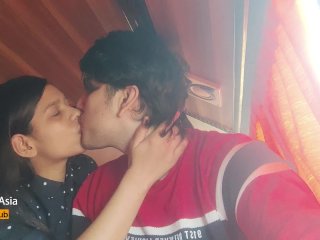 missionary, cum on boobs, kissing in bus, bus