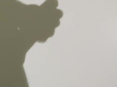 Silhouette masturbation and the wet sounds of my hands and thick cock