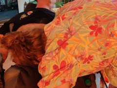 Handicapped man in wheelchair gets a blowjob by his friendly neighbor milf