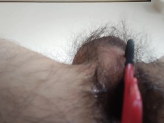 Hairy Japanese uncircumcised penis Masturbating with VR device and anal orgasm contractions Part2