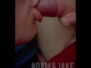Preview 2 of Jake tongue teases and chews Adam’s foreskin. For uncut cock lovers.